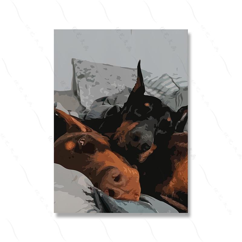 

Далматин Доберман Собака Настенная Абстрактная Художественная Живопись Принт Минималистичная Мода Французский Домашний Бульдог Холст Плакат Комната Домашний Декор 30x40cm No Framed