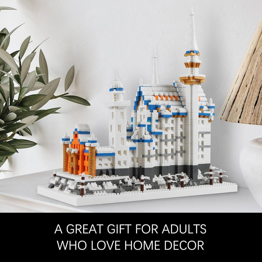 Germany Swan Stone Castle Micro Building Blocks Set, Famous World Architecture Model Creative Collection Building Toys for Adults and Kids 14+