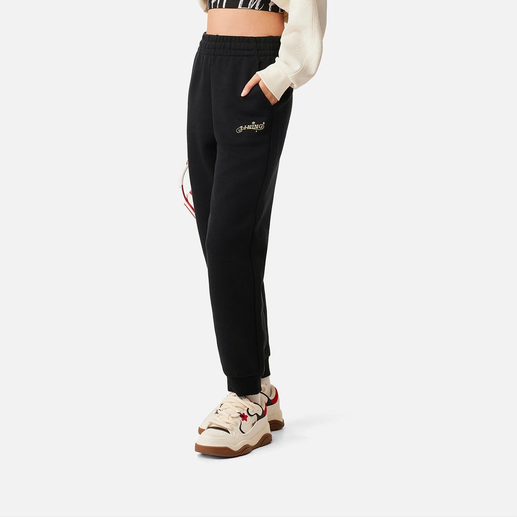 Li Ning Simple Cny Zodiac Year Long Pants With Embroidery Women Bottoms Black AKLV106-1