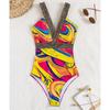 Seksi Baskı Askılı Mayo Kadın Şınav Tek Parça Mayo Monokini Backless Hollow Yaz Mayo