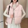 New Women's Lightweight Sleeveless Jacket Stand-up Collar Solid Color Thickened Warm Sports and Leisure Loose Lantern Core Cotton Jacket