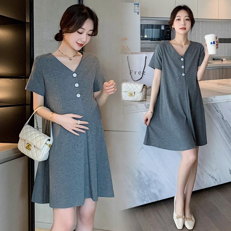 Maternity clothing summer new medium skirt new fashion loose do not show off dress