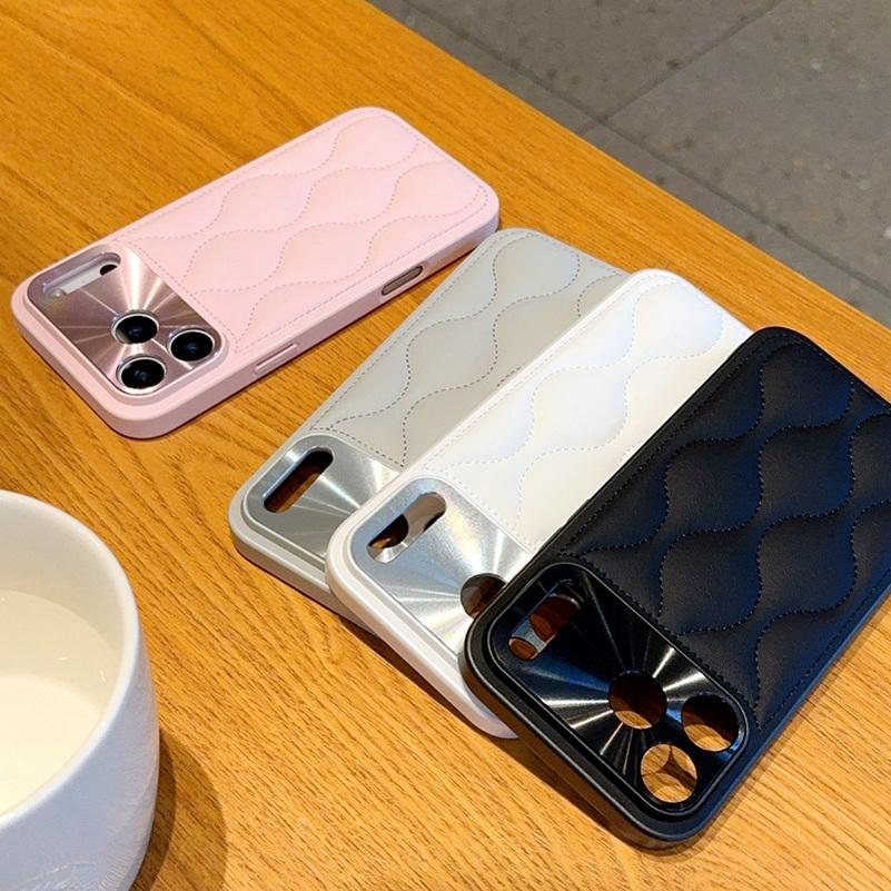 Small Fragrance Leather Grain Lens Full coverage Protection Case For iPhone 17 Pro Max 17 pro Air 16e 16 Pro 15 14 Pro Max Cover