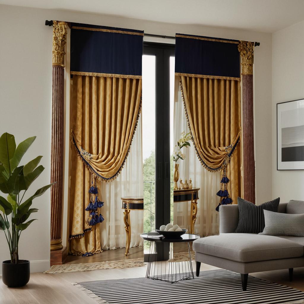 2-piece HD Digital Yellow Color Simple and Generous Lace Curtains Home Decorating Style Decoration Living Room Bedroom Through T