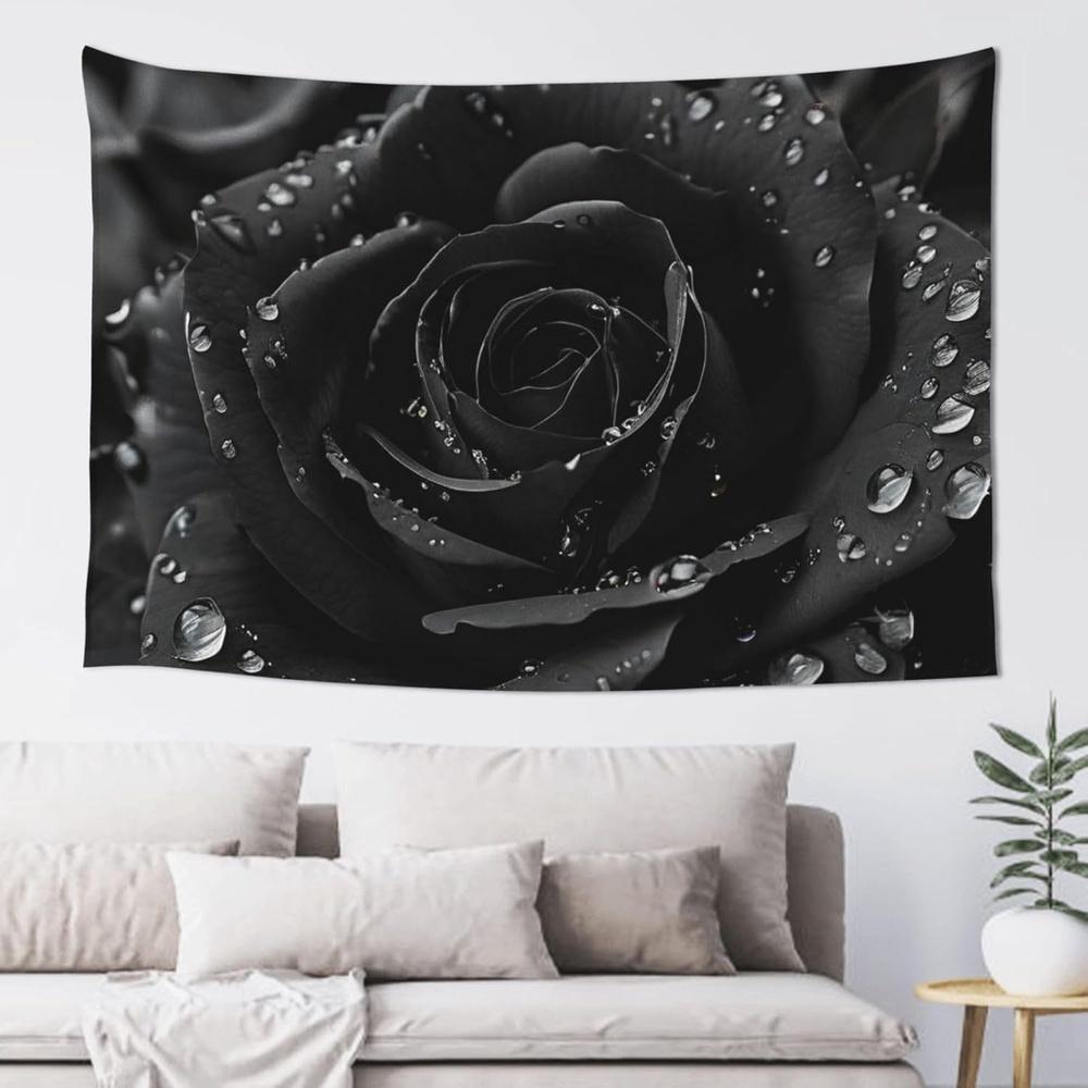 

Elegant Black Rose Tapestry Sophisticated Timeless and Uniquely Stylish Wall Art for a Classic Decor Statement 74x94cm(29x37in)