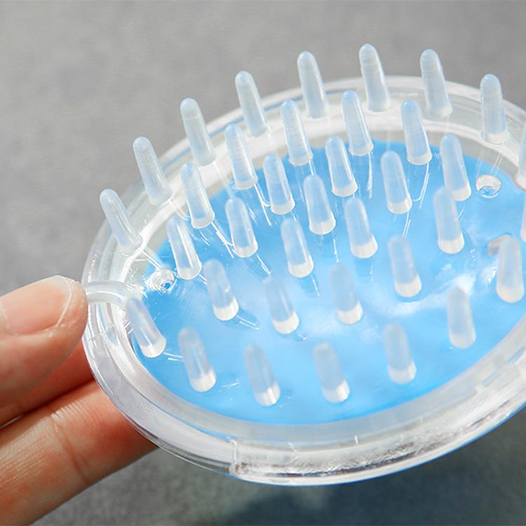 Kristalltransparente Shampoo-Bürste Silikonkopf Massagebürste Runder Kopfhaut-Reinigungskamm Badebürste Airbag Shampoo Haarkamm