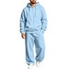 Lined Hooded Zip Up Two Piece Set for Casual Athletic Everyday Wear