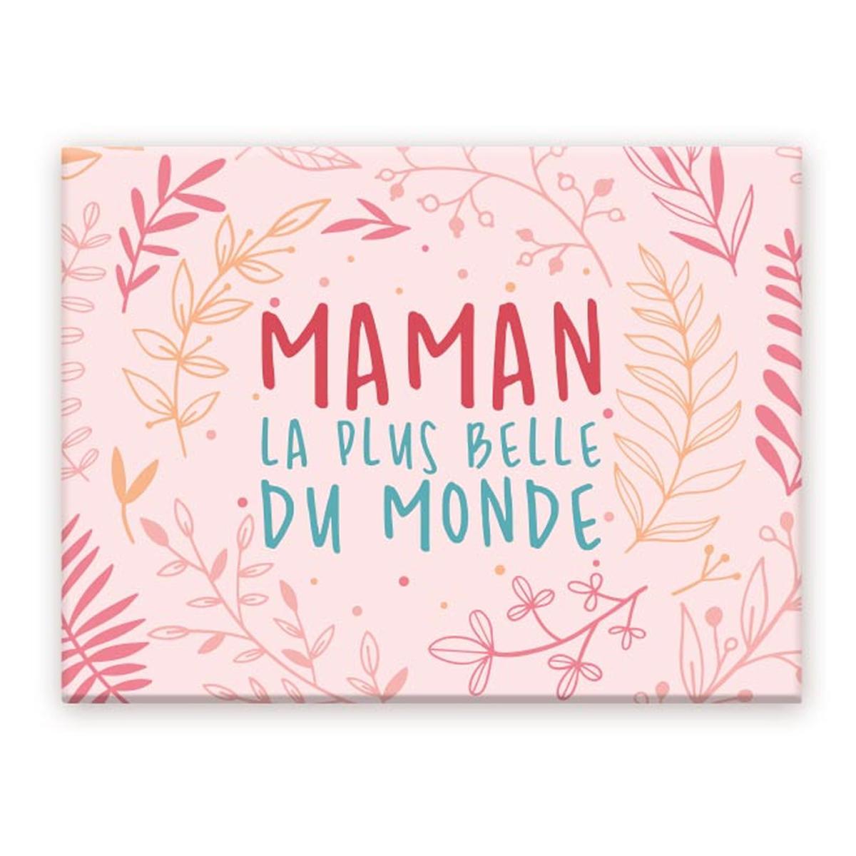 

Les Trésors De Lily [A3615] - Magnet céramique Maman rose (Maman la plus belle du monde) - 8x6 cm