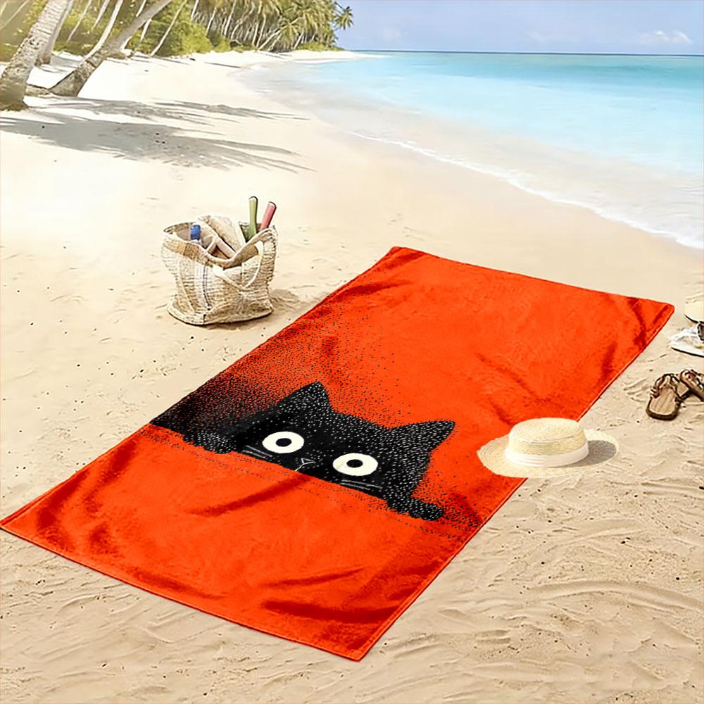 Black Cat Peeking Beach Towel Beach Towel Quick-drying for Travel Outdoor Sports Jogging Beach and Swimming