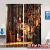 2pcs   2D FLAT PRINTING Curtains (Without Rod) Music Haven Chic Curtain Cloth Durable Polyester Curtains Decorations Inside