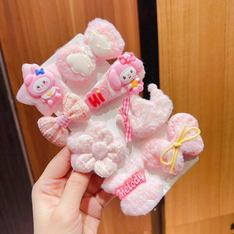 Pink 50-Piece Cute Hair Clip Set: Sweet Girly Japanese Cartoon Bangs Accessories