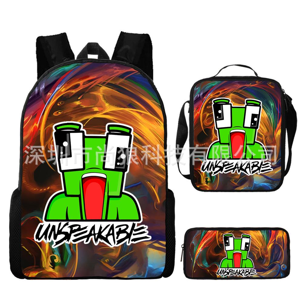 Unspeakable Pattern Schoolbag Large Capacity Backpack Shoulder Bag Pencil Case Three-Piece Set