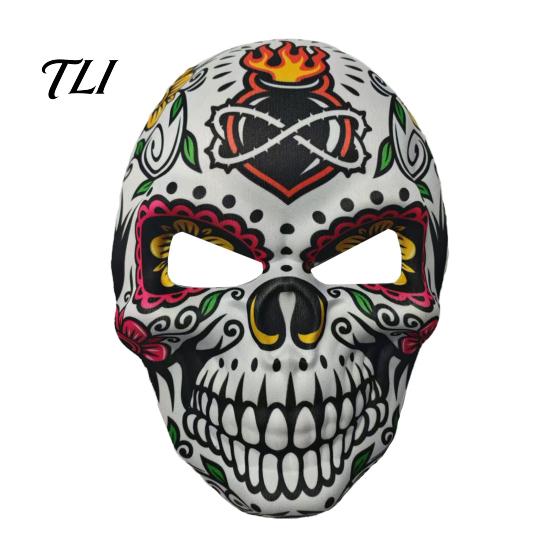 Scary Skeleton Face Masque Day of The Dead Skull Masque, Halloween Sugar Full Haunted House Cosplay Accessories Masquerade Party Accessory