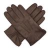 Harssidanzar Luxury Italian Sheepskin Leather Gloves with Cashmere Stitching for Size M Men's Warmth, Brown,