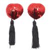 Heart-Shaped Sequined Nipple Covers with Tassels - Silicone Pasties Lingerie Accessories
