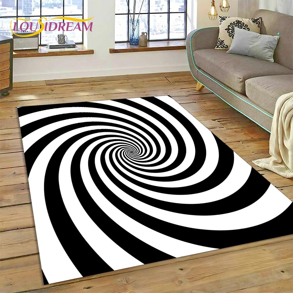 3D-Vortex-Teppich mit visuellen Illusionen für Wohnzimmer, Schlafzimmer, Heimdekoration, Bodenmatte, rutschfeste Dekoration für Sofa, Küche, Fußmatte