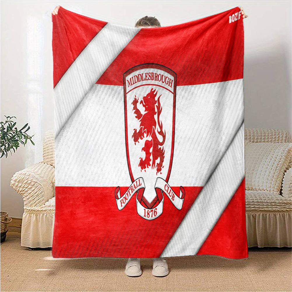 Red Lion Football Club Flannel Blanket, Soft Polyester, Modern Design, All-Season for Camping, Travel, Gifts for Holidays or Birthdays