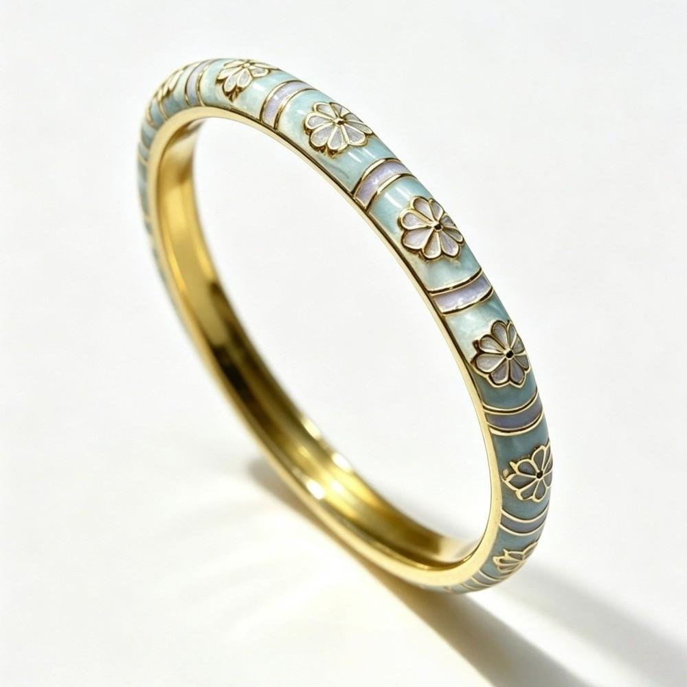 Traditional Vintage Cloisonne Bangle Colorful Women's Hand Bracelet Dainty Flower Bangle Ladies