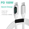 100W 1m/2m Type C To Type C PD Fast Charging Quick Charger USB C To USB C Display Cable For POCO Huawei Data Cord Wire