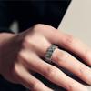 Vintage Fence Carved Adjustable Open Ring for Men Rugged Industrial Biker Jewelry Motorcycle Gothic Punk Accessory Gift