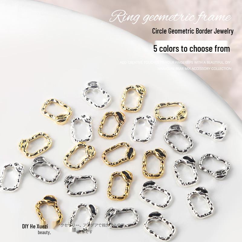 

Gold & Silver Geometric Nail Art Jewelry Frames - 3D Decorations (10 Pcs)