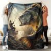 1pc Comfortable Fishing Pattern Themed Flannel Blanket - Soft 100% Polyester Fiber, High-Definition Digital Print, Vivid Fish and Fishing Scenes, Brea