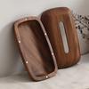 Walnut Tissue Box Cover - Modern Vintage Design, Premium Wood, for Desk & Bathroom Decor. Easy Refill, Polished Finish.