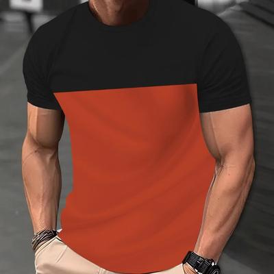 Sommer Herren Kurzarm Outdoor Sport Fitness Lässig Farbblock T-Shirt