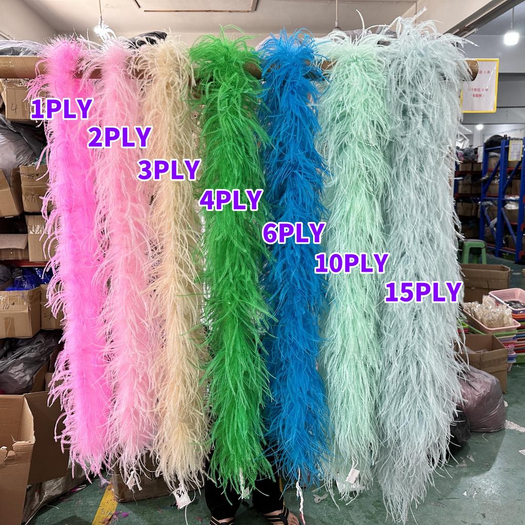 DIY 1/2/3/6/10 Ply Natural White Ostrich Feathers Boa Trim for Craft Wedding Party Festival Clothing Decoration Plumes Shawl 2M