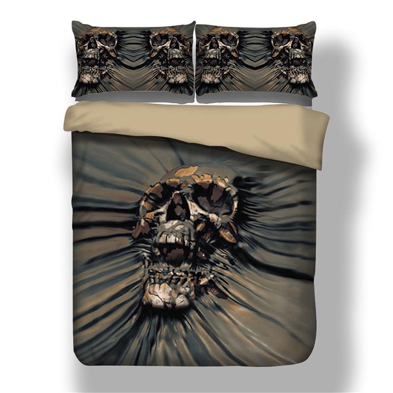 

3d Duvet Skull Quilt Cover With Pillow Case Reversible Bedding Set Sculpture Art King（3pcs）