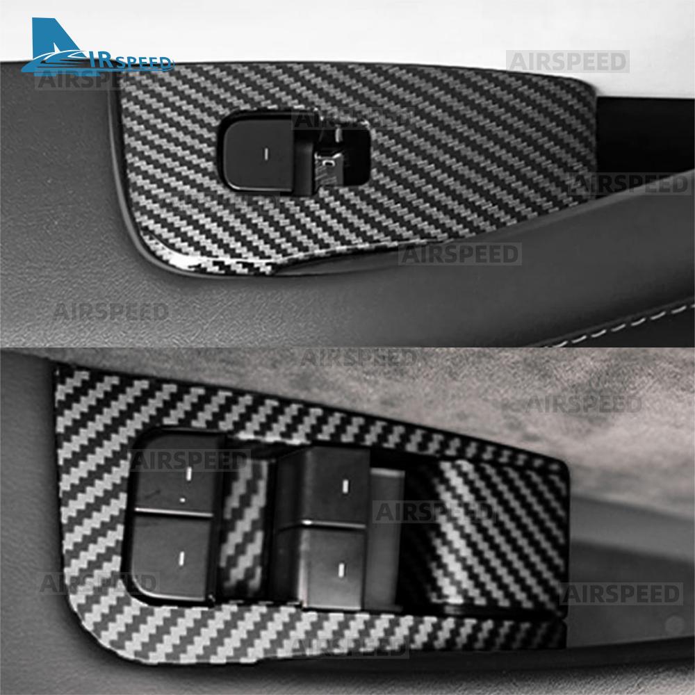ABS Carbon Fiber 4pcs Window Lifter Switch Trim Cover LHD for Tesla Model Y Juniper Launch 2025 2026-UP Car Interior Accessories