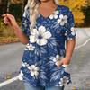 Women's Fashion Plus Size Printed Short Sleeve Blouse For Elegant Commuting And Casual Wear
