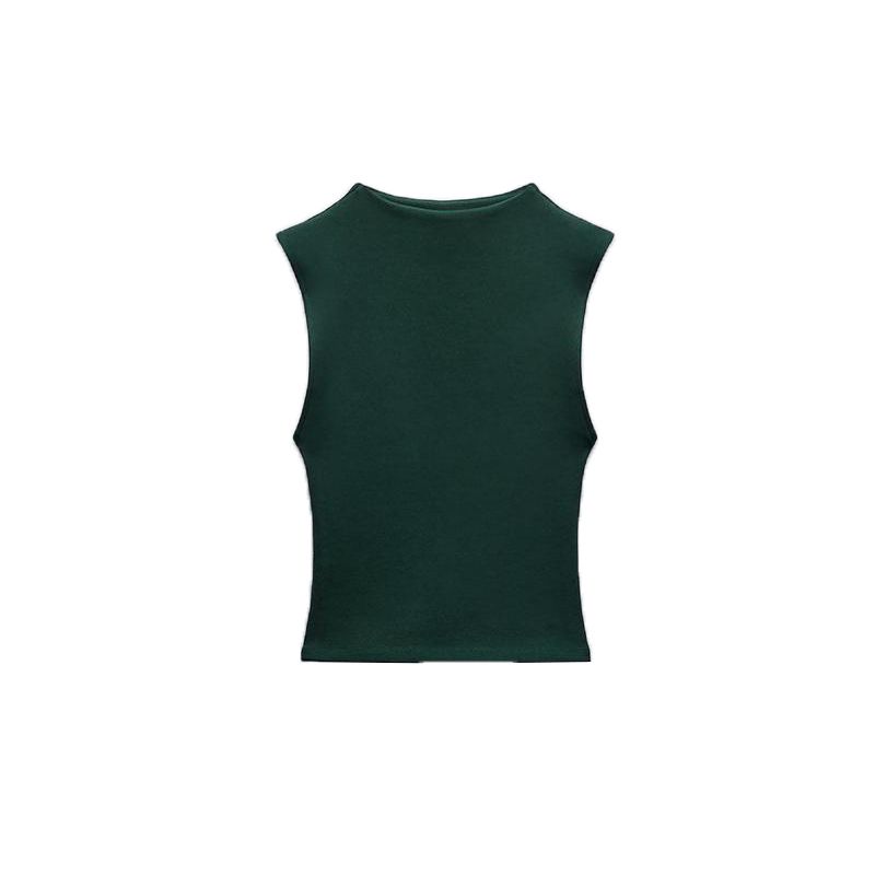 Spring New Versatile Fashion Inner Wear Base Short Vest Tight Half Turtleneck Sleeveless Tops 4174832