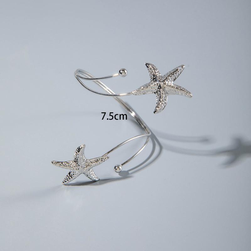 Boho Metal Starfish Cuff Bracelet Bangle For Women Punk Summer Beach Travel Open Adjustable Arm Bracelet Jewelry