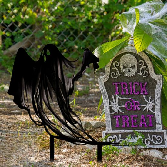 Ghost Yard Sign Halloween Outdoor Decoration Stake Spooky Ghost Silhouette