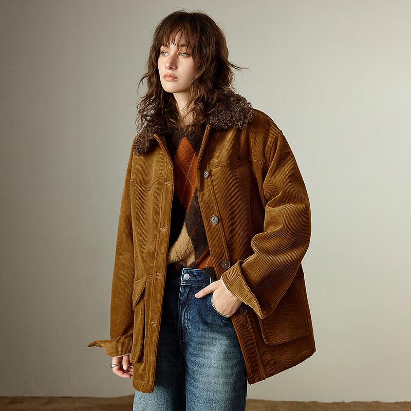 Women's Corduroy Lamb Wool Lined Workwear Jacket