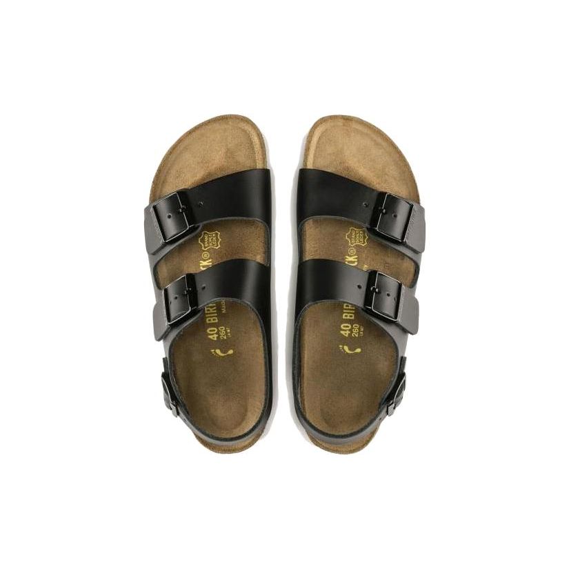 Birkenstock Milano Leather Soft Comfortable Thick Sole Buckle Beach Sandals Men sandals Black 0034191