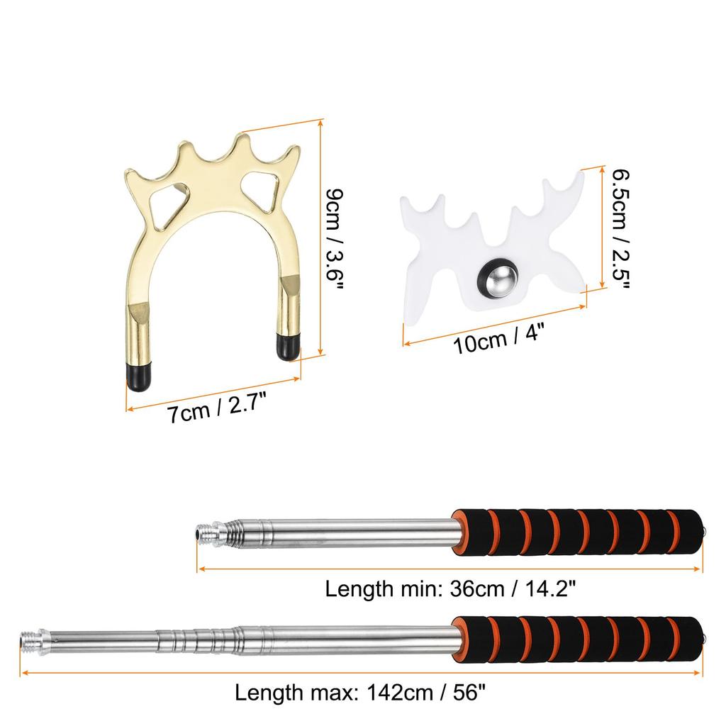 PATIKIL Telescopic Billiard Cue Stick Bridge, Pool Cue Accessory with Detachable Metal Hybrid Bridge Head for Pool Table Play, Gold/White