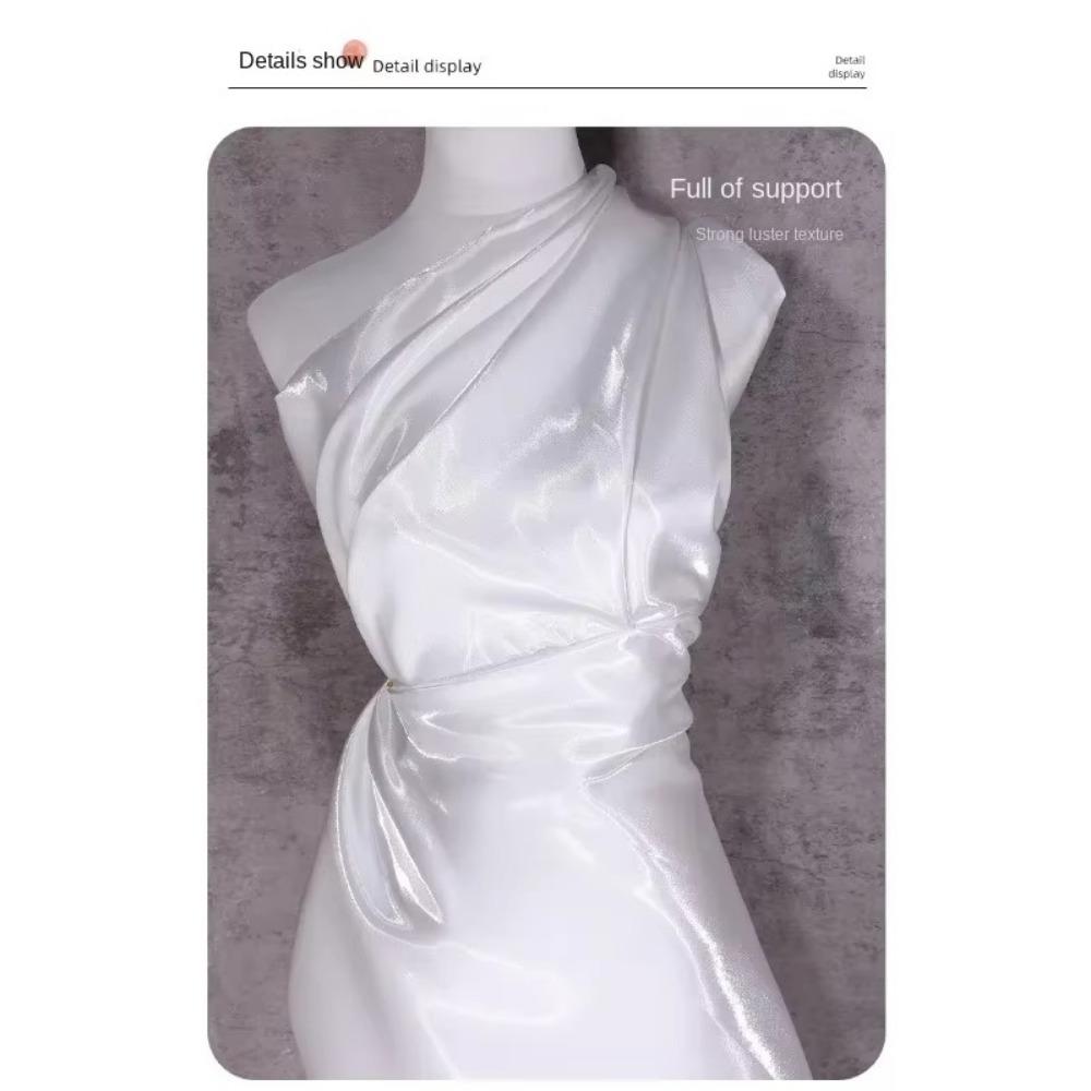 Polyester Liquid Water Satin Fabric Thickened Natural Reflective Crystal Silk Satin Flash Crisp Cloth Wedding Dress Decorative