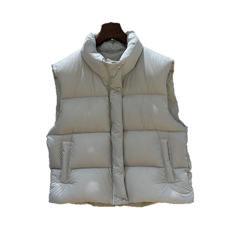 New Stand-up Collar Down Vest Women's White Duck Down Thickened Warm Puff Vest Sleeveless Vest Winter