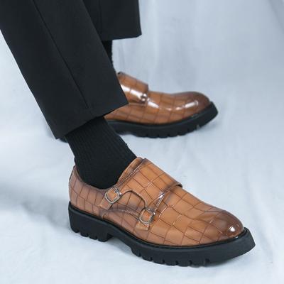 Fashion Korean Style Men Thick Soled Casual Leather Loafers Shoes Height Increase Formal Dress Slip On Shoes For Business Office