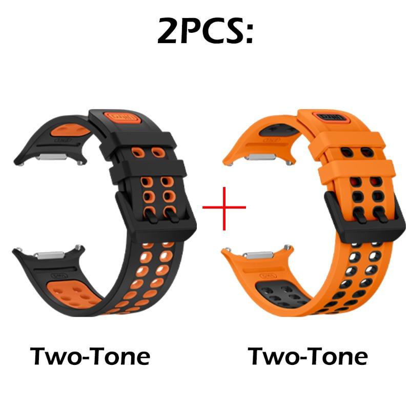 Official Style Silicone Watch Bands for Samsung Galaxy Watch Ultra 2 1 Solid & Two-Tone Set Hollow Breathable Silicone Straps