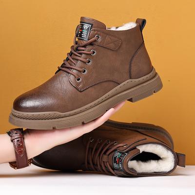 2025 nuovi stivali Martin da uomo stivali corti a tubo medio da lavoro tendenza velluto britannico quattro stagioni stivali di cotone alti scarpe da uomo