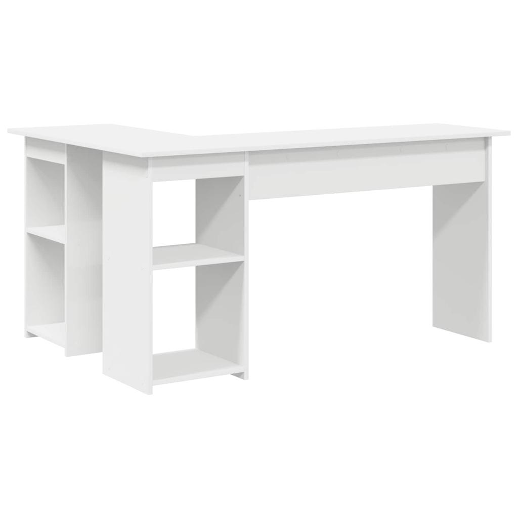 White Corner Desk with Shelf 142 x 102 x 73 cm Engineered Wood