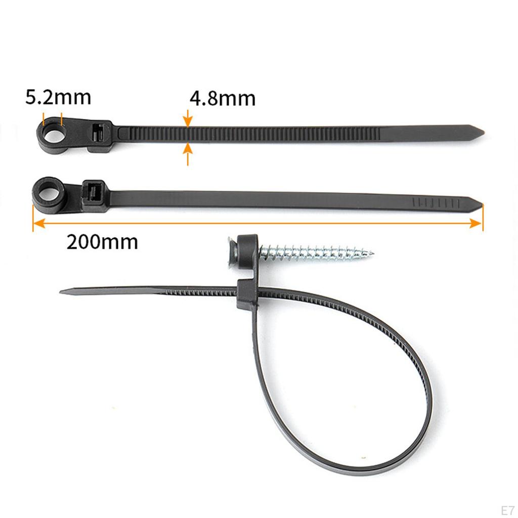 100 Stück Nylon-Kabelbinder, selbstsichernd, mit Schraubenlöchern, Zubehör, flexibel, schwarze Farbe für Kabel und