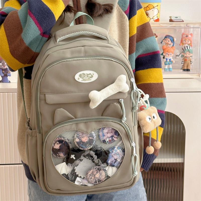 Shoulder Bag Large Capacity Solid Color Backpack Unisex School Travel Student