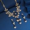 3-teiliges Damenmode Blumen-Serie Halskette Ohrringe Zirkon Set Geeignet für Hochzeit, Party, Festival Geschenke