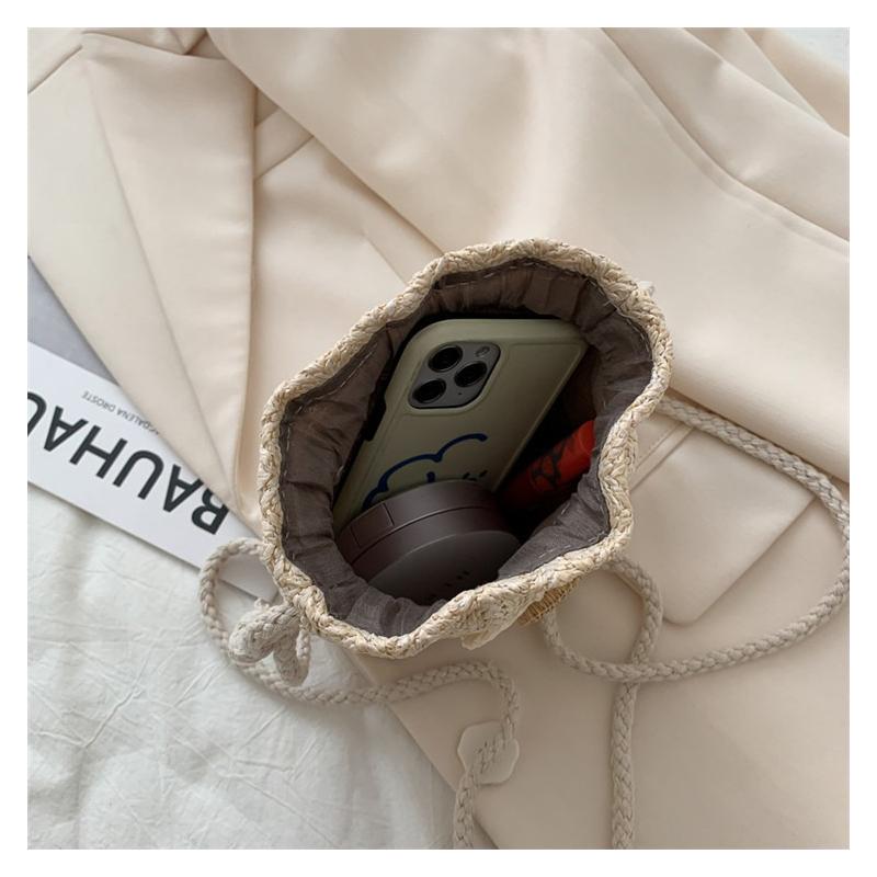 Women's Bag New Style in The Summer Straw Weaving Cute Ins Bucket Bag Persality Girl Single-shoulder Crossbody Bag