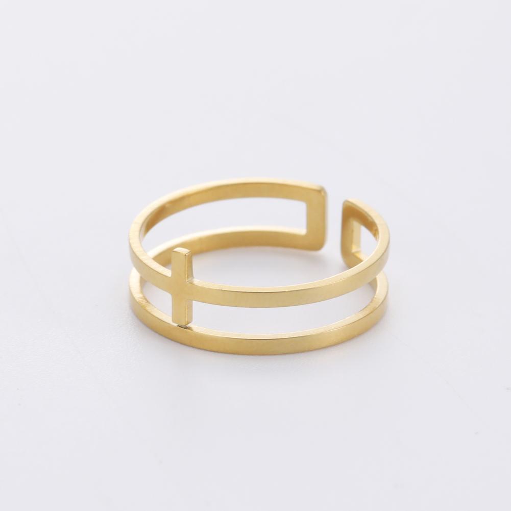 Cazador 2026 Trend Cross Ring Gold Color Open Finger Rings for Women Christian Jesus Stainless Steel Jewelry Friends Gifts New