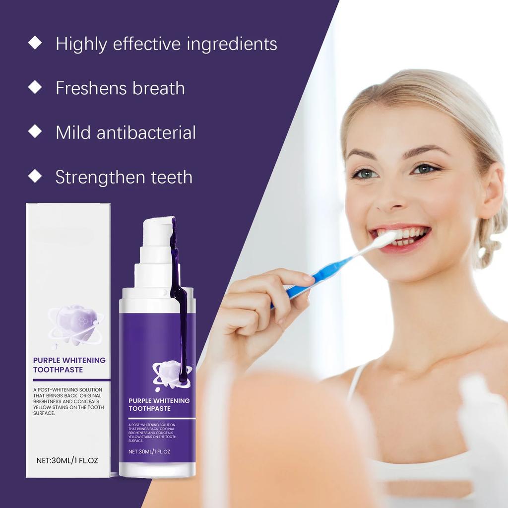 Purple Whitening Toothpaste Color Corrector Promote Oral Health Mint Remove Yellow Stains Dental Brightening Toothpaste